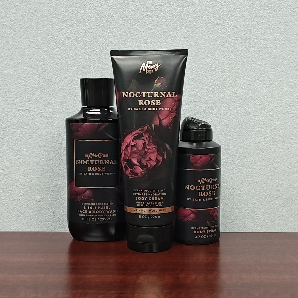 Bath & Body Works NOCTURNAL ROSE 3 Piece Bundle Set